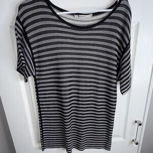 Alexander Wang Black White Striped Knit Crew Neck Short Sleeve T-Shirt M